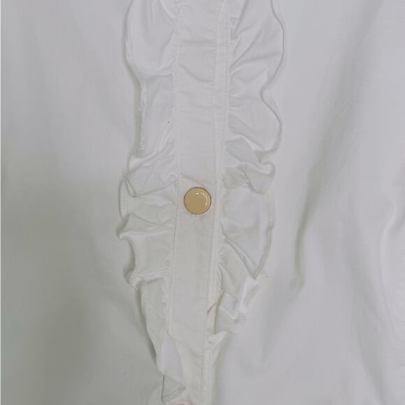 Talbots White Ruffle Blazer with Cream Buttons Womens Size 24 - Picture 2 of 8